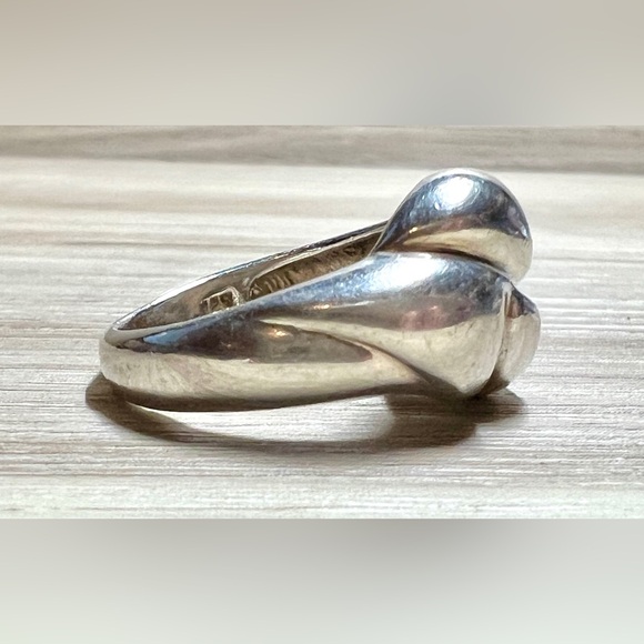 Vintage Designer Signed MWS Sterling Silver Abstract Modernist Ring, Size 8.5 - Picture 5 of 11